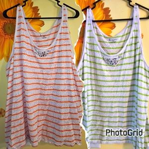 2 striped sleevless dress shirts